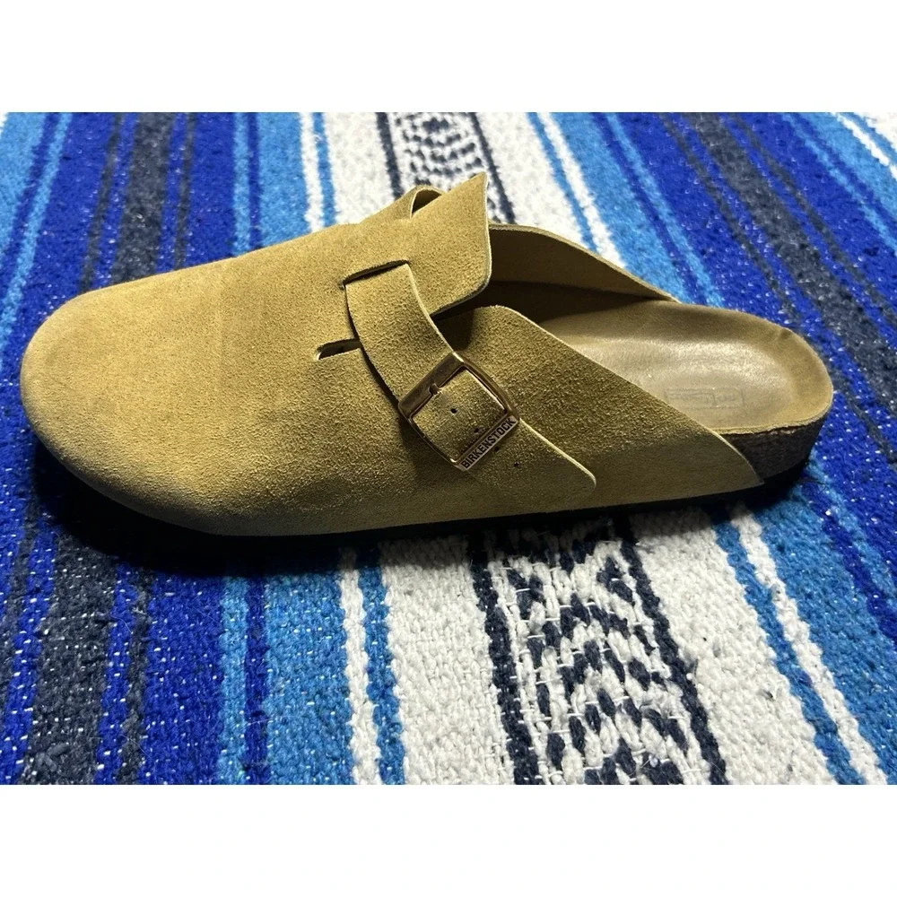 Birkenstock Boston Taupe Mens 9 9.5 Suede Leather Clogs EU 42 Made Germany